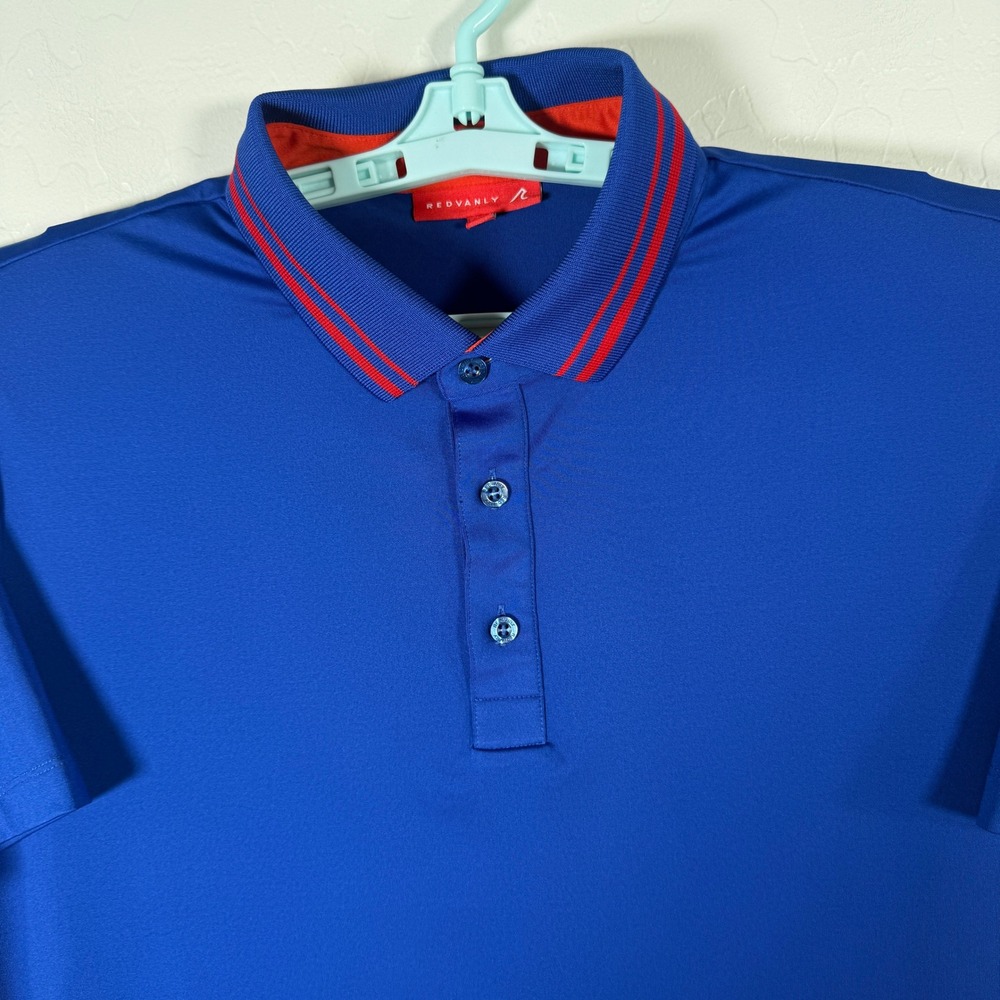 Redvanly Polo Shirt Mens Large Blue Golf Performance Stretch Short Sleeve